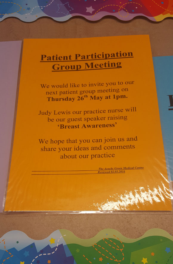 Patient Participation Group Meeting poster